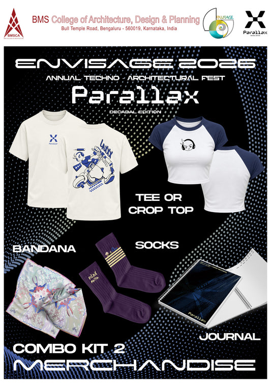 Combo 2 poster: T-Shirt or Crop Top, bandana, socks and journal